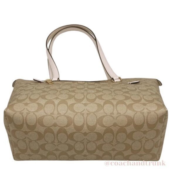 NWT COACH Gallery Tote Light Khaki Classic "C" With Chalk Leather & Gold Accents - Picture 5 of 12